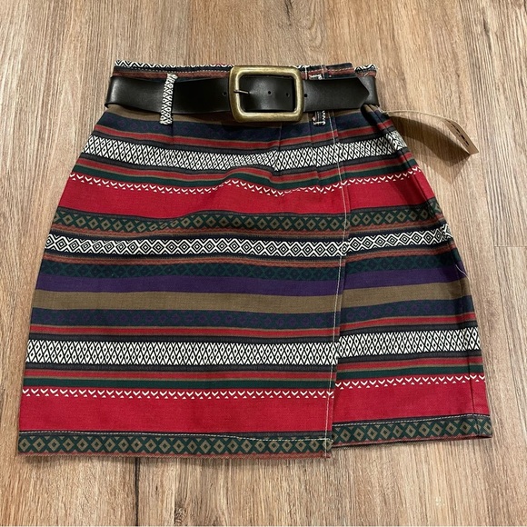 Vintage Be Bop Wrap Belted Skirt Women’s 9 Aztec Belted Deadstock Western USA - Picture 1 of 7